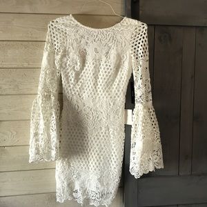 Lulus white long sleeve lace dress